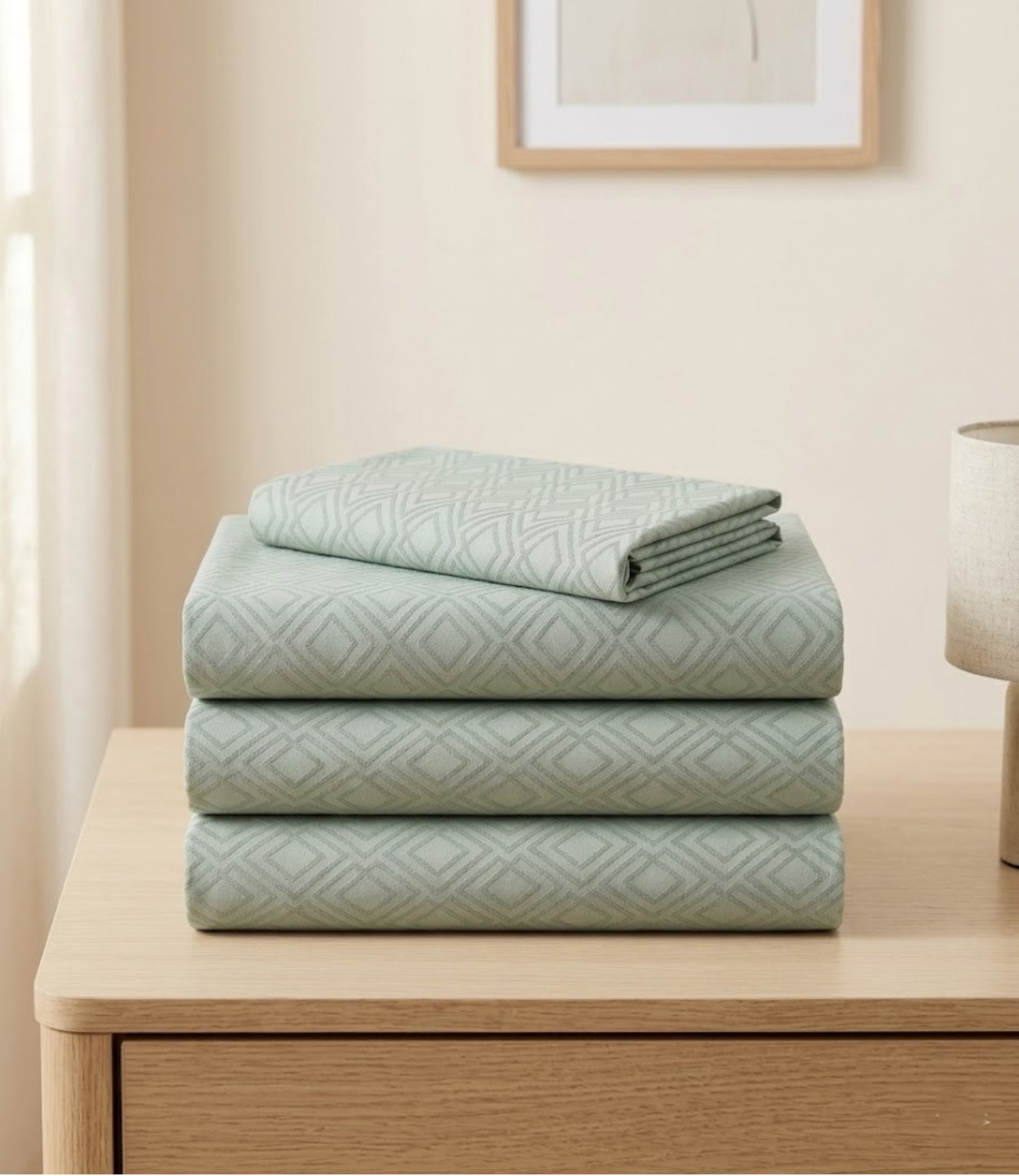 Mayra Tea Green King Size Cotton Bedsheet – Fresh Calm Bedding