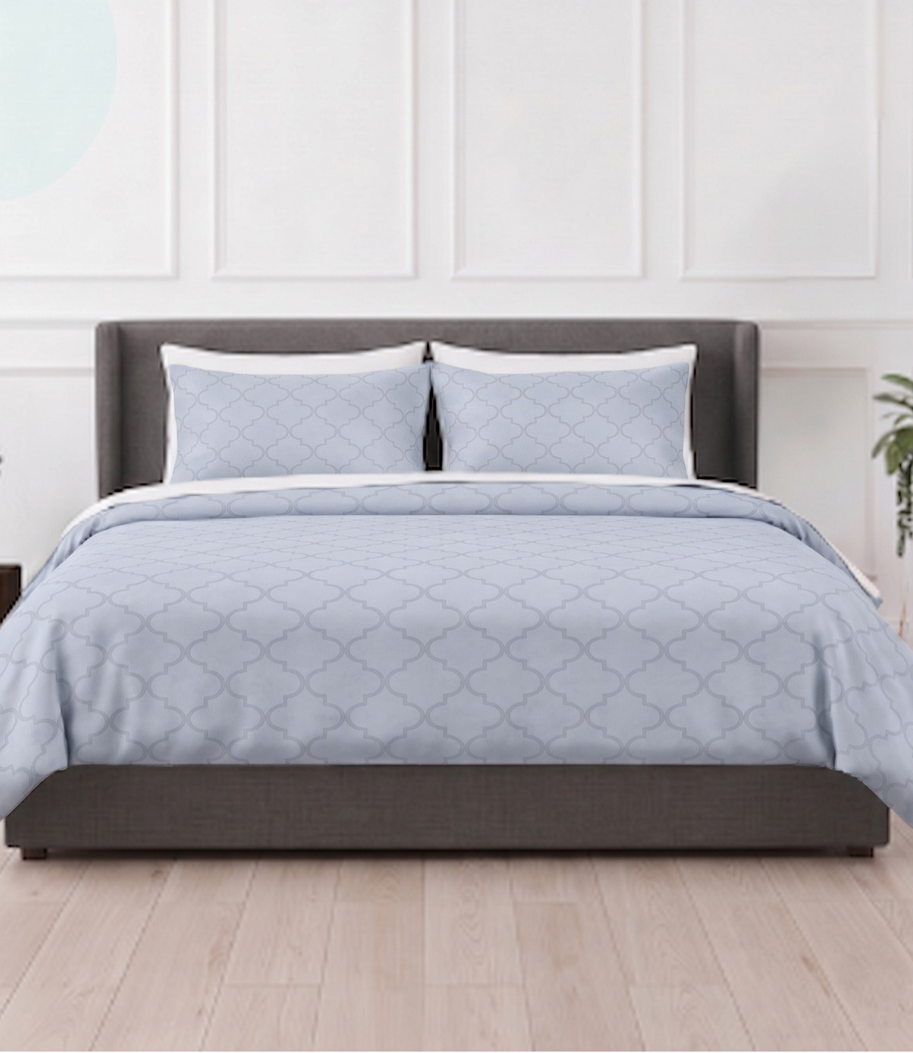 Mayra Slate Blue King Size Cotton Bedsheet – Elegant Cool Tone Bedding