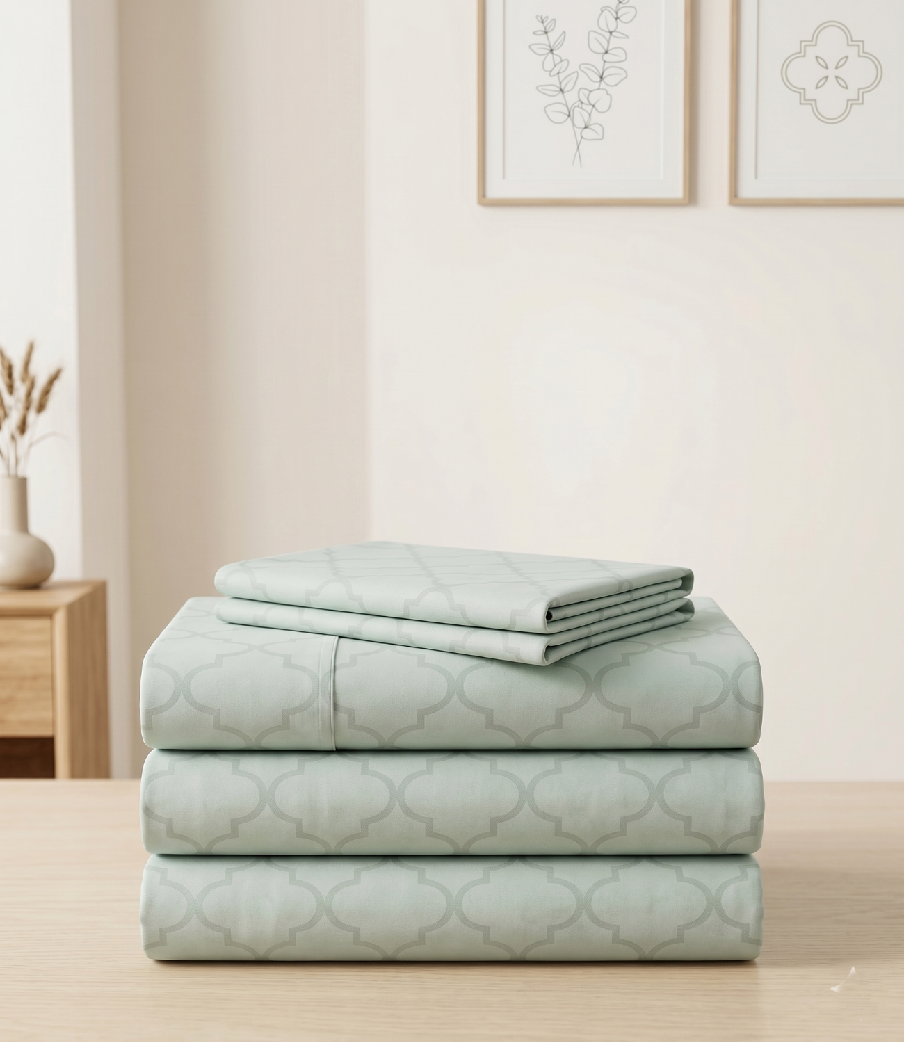 Mayra Tea Green King Size Cotton Bedsheet – Natural Fresh Bedding
