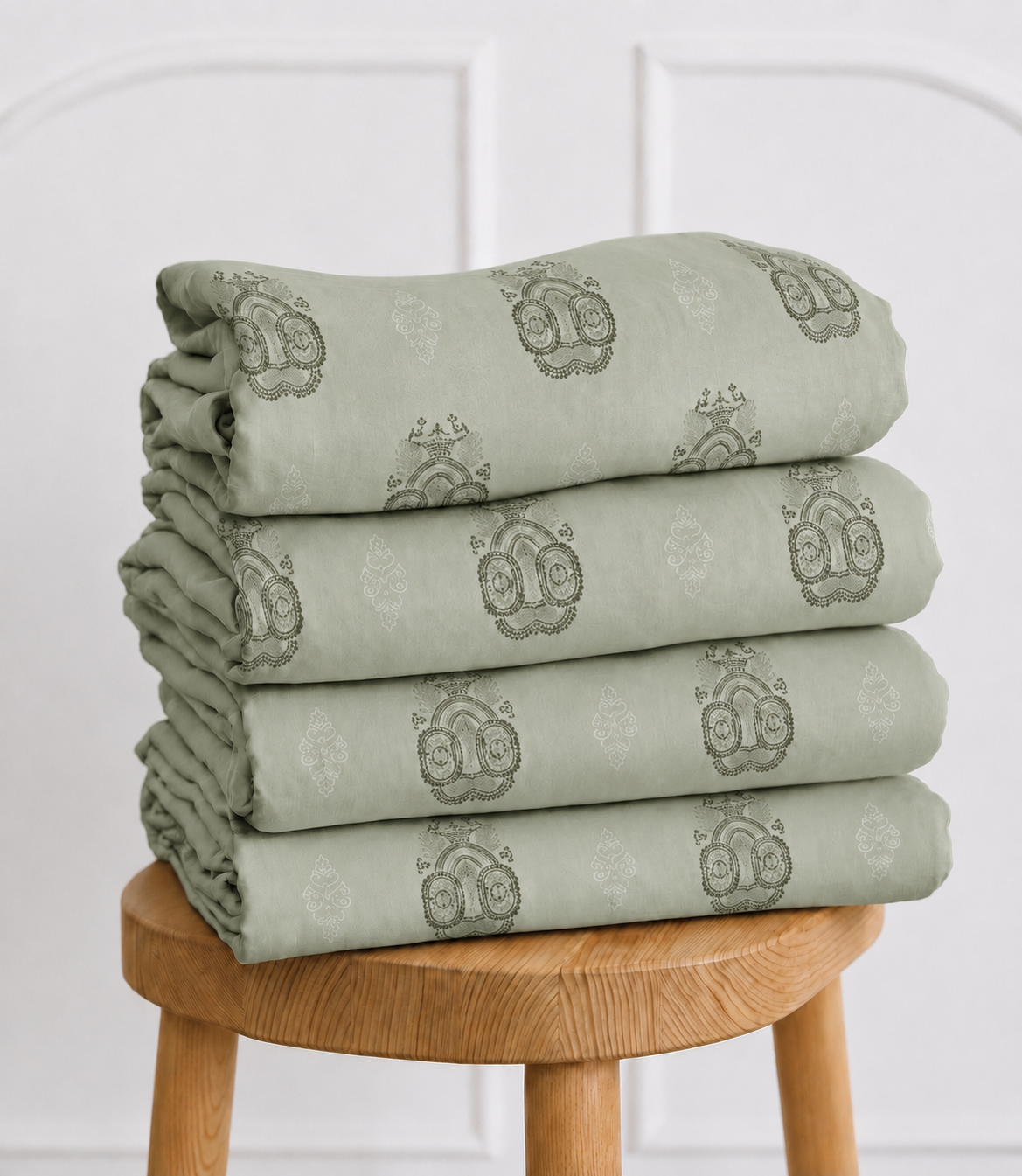 Elite Weave Sage Green Medallion King Size Cotton Bedsheet – Serene Elegance & Everyday Comfort