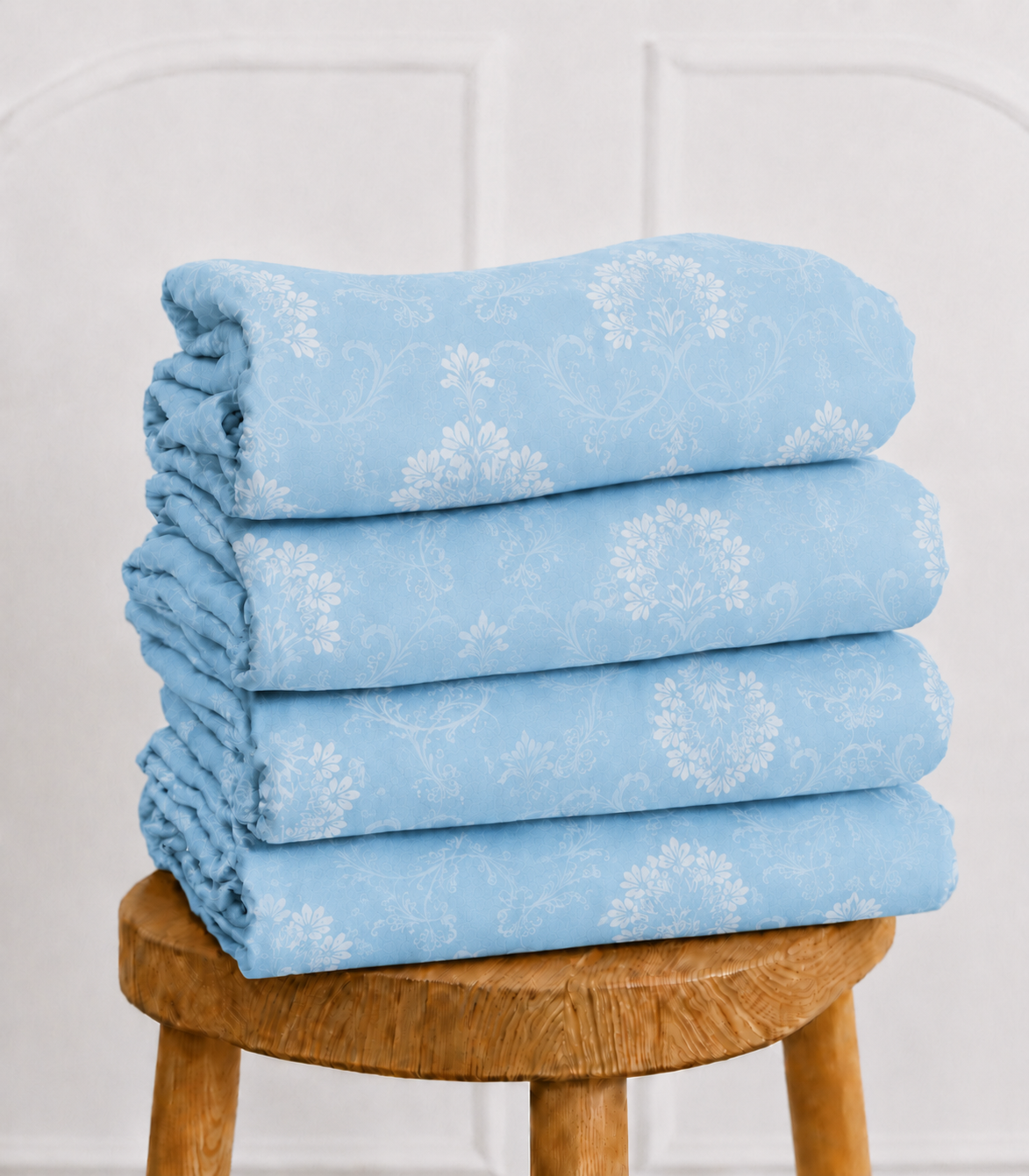 Elite Weave Sky Blue Floral Vine King Size Cotton Bedsheet – Refreshing Elegance & Everyday Comfort
