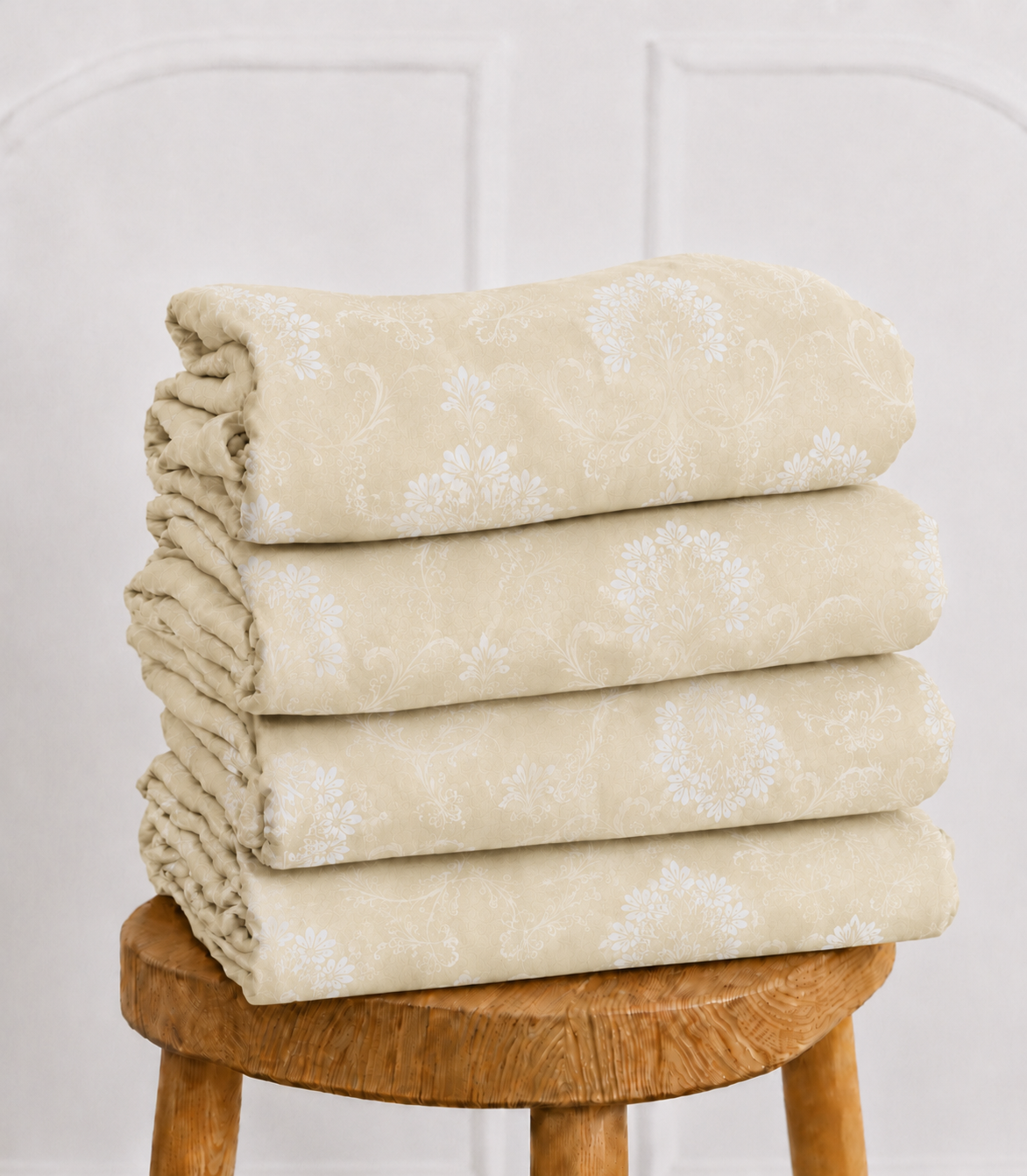 Elite Weave Ivory Beige Floral Vine King Size Cotton Bedsheet – Timeless Elegance & Everyday Comfort