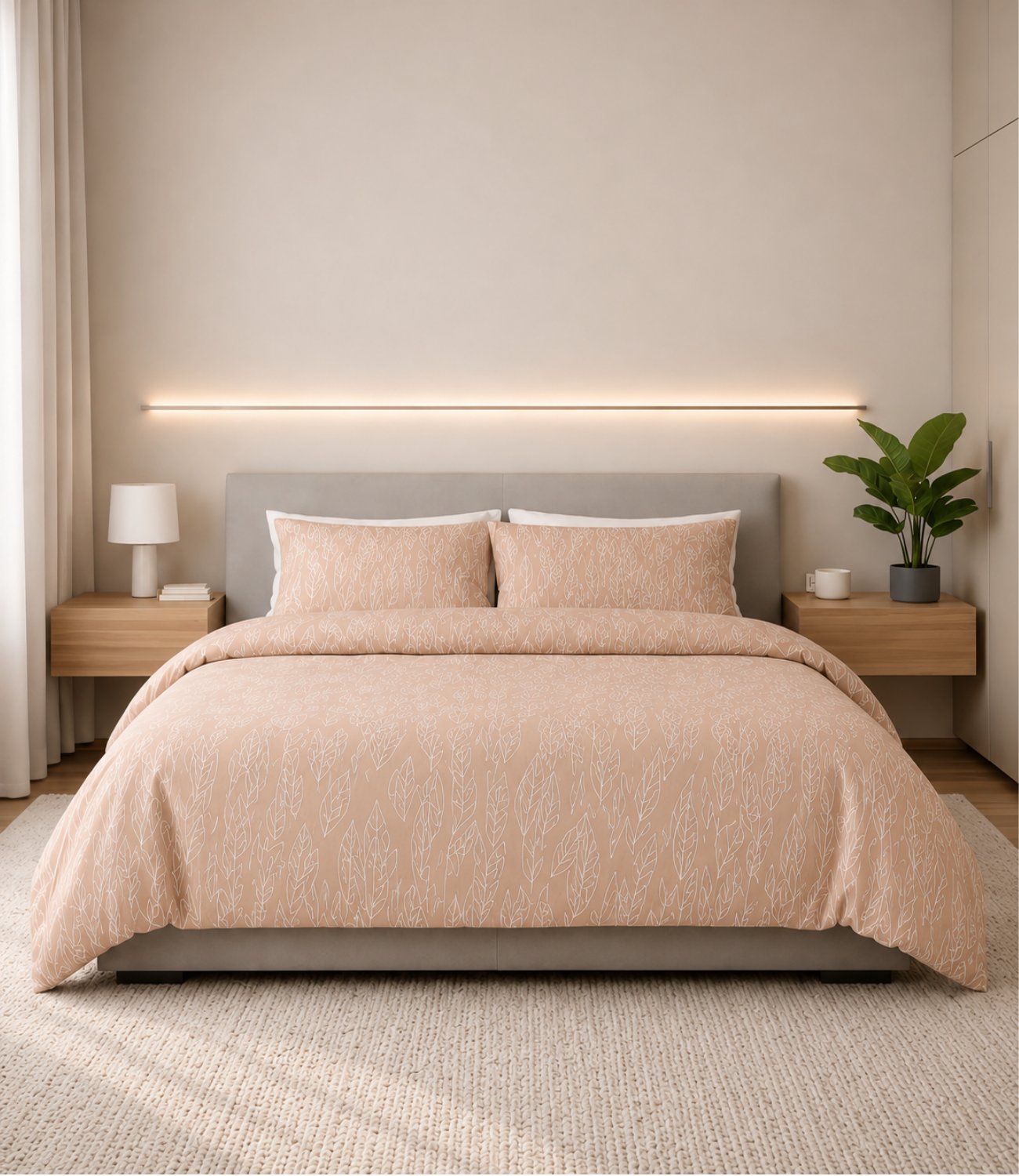 Dream World Peach Blossom King Size Cotton Bedsheet – Soft Botanical Premium Comfort