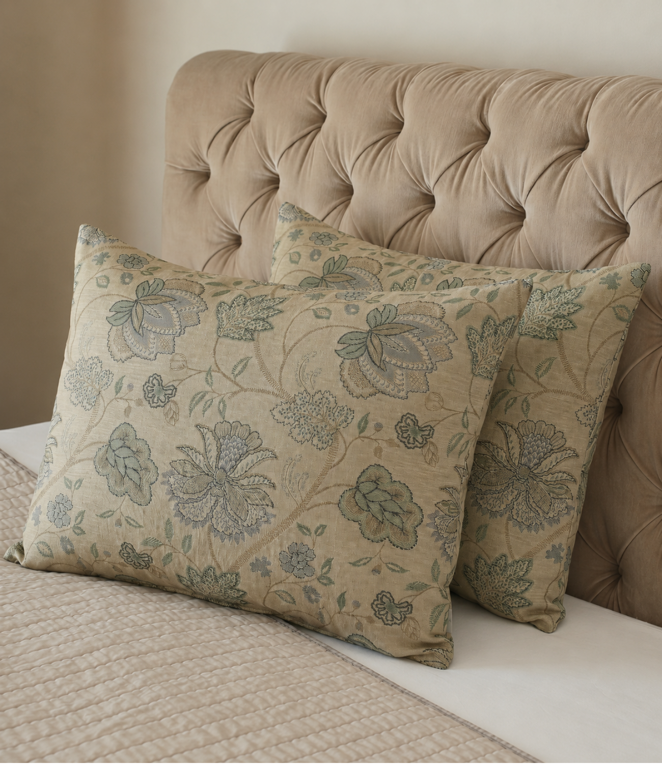 Dream World Beige Floral King Size Cotton Bedsheet – Vintage Garden Premium Comfort