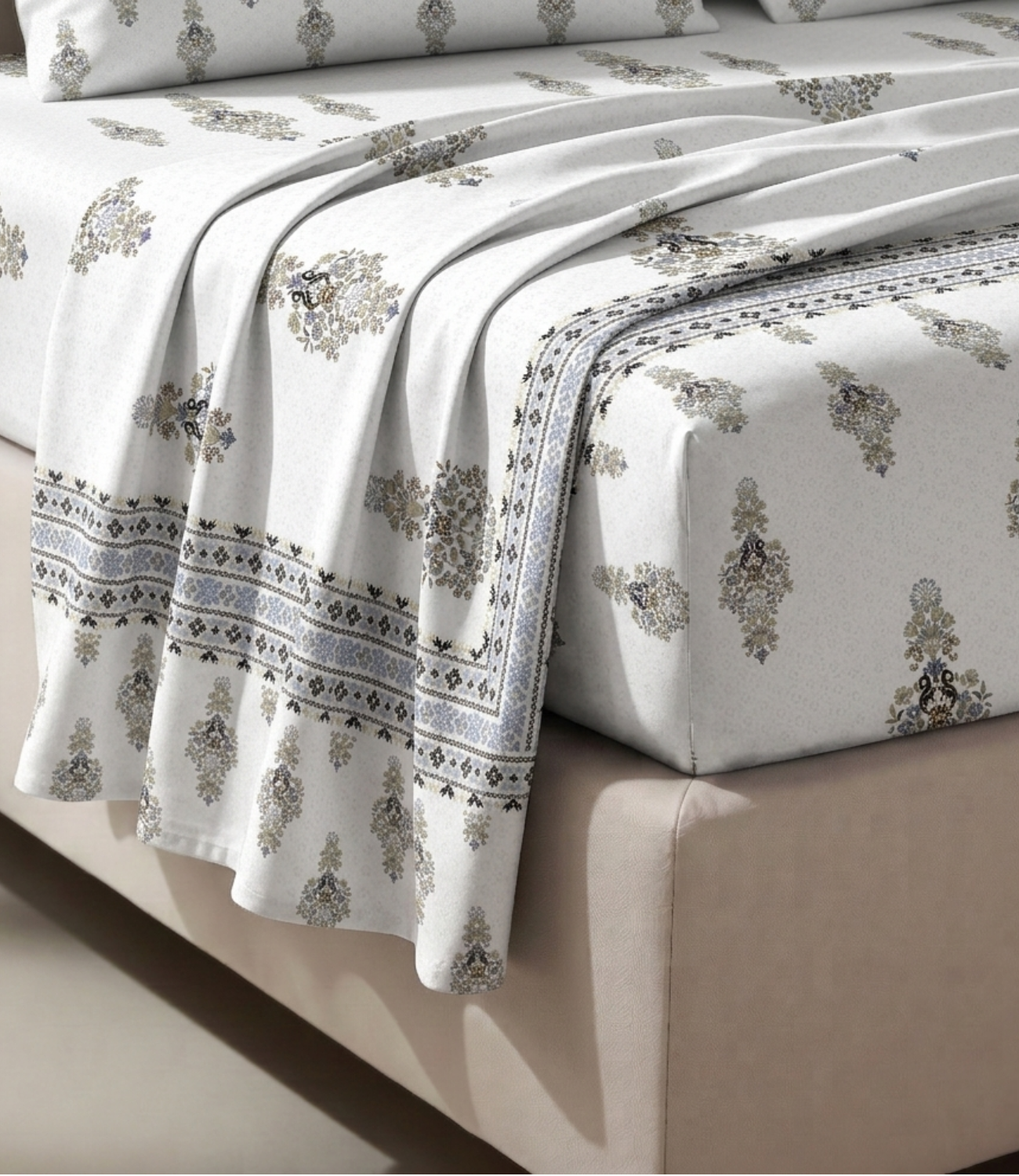 Heritage King Size Cotton Bedsheet - Luxury 100% Pure Cotton Bedding