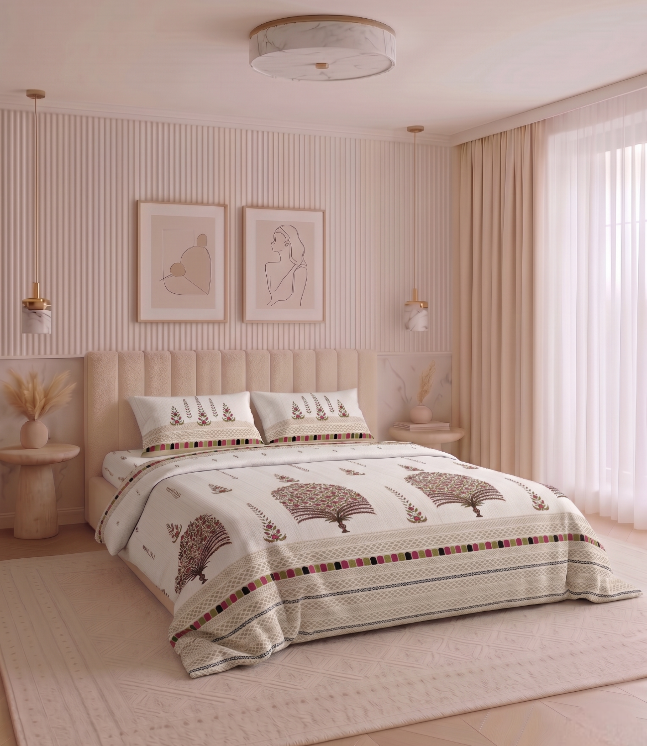 Heritage King Size Cotton Bedsheet - Luxury 100% Pure Cotton Bedding