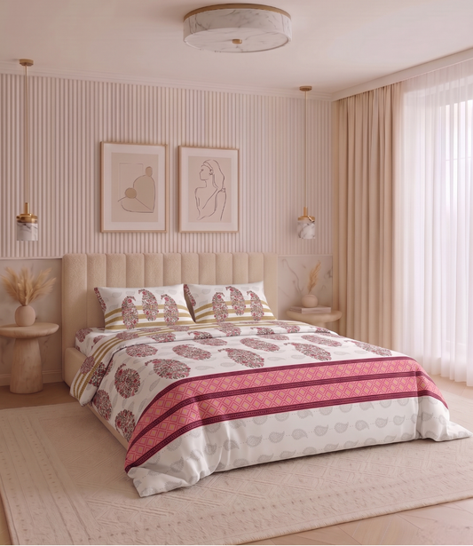 Heritage King Size Cotton Bedsheet - Premium 100% Pure Cotton Bed Linen