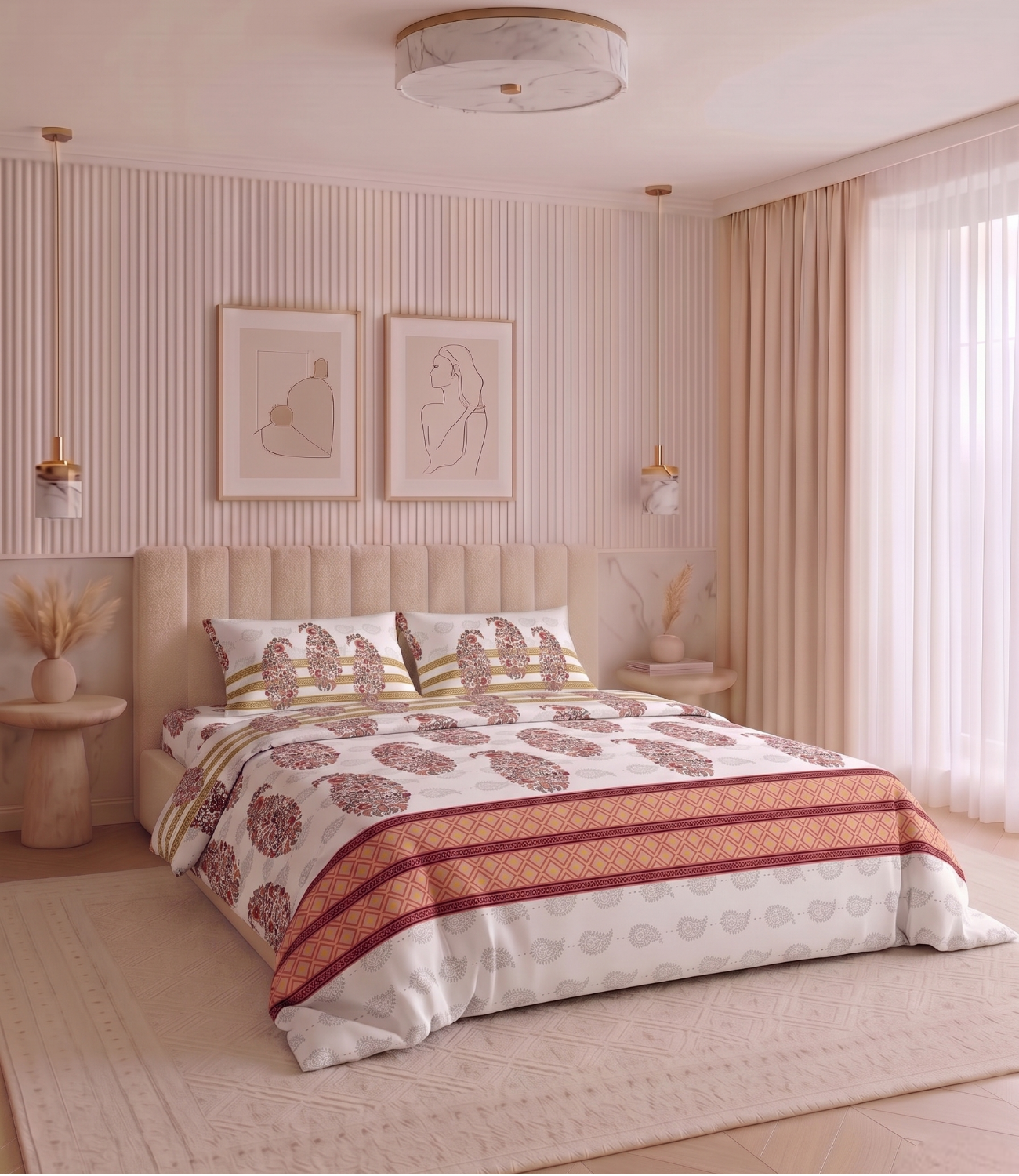 Heritage King Size Cotton Bedsheet - Premium 100% Pure Cotton Bedding
