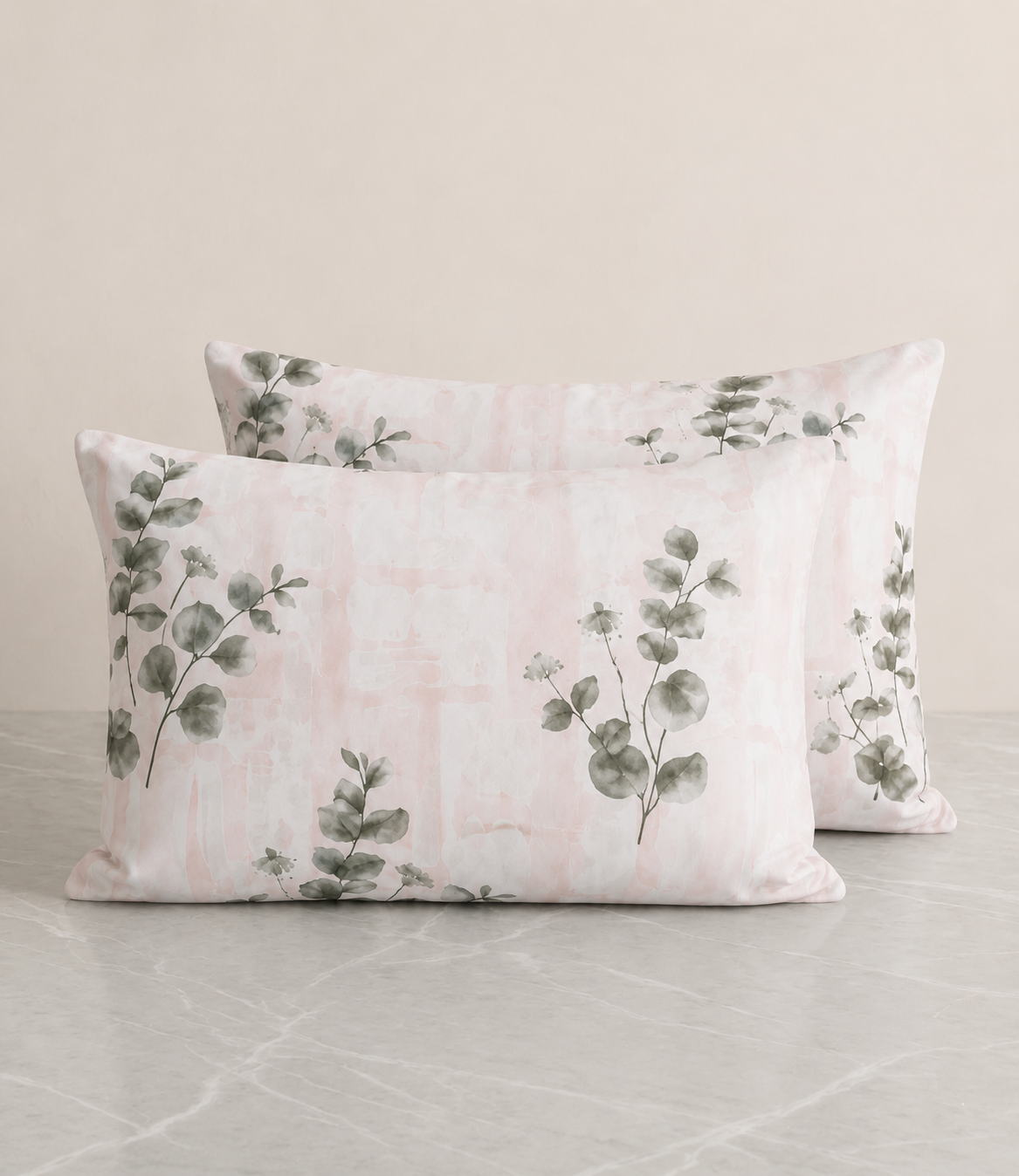 Arizona Blush Eucalyptus King Size Cotton Bedsheet – Soft Botanical Elegance