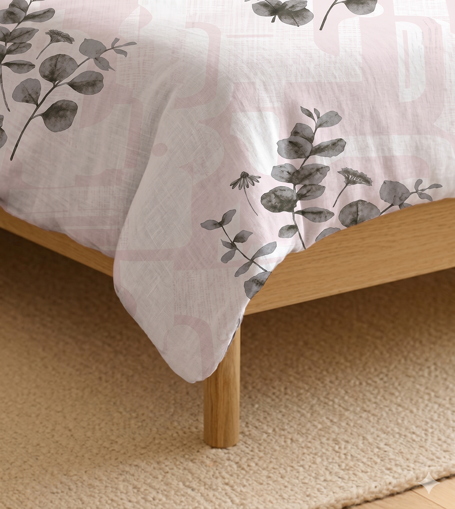 Arizona Blush Eucalyptus King Size Cotton Bedsheet – Soft Botanical Elegance