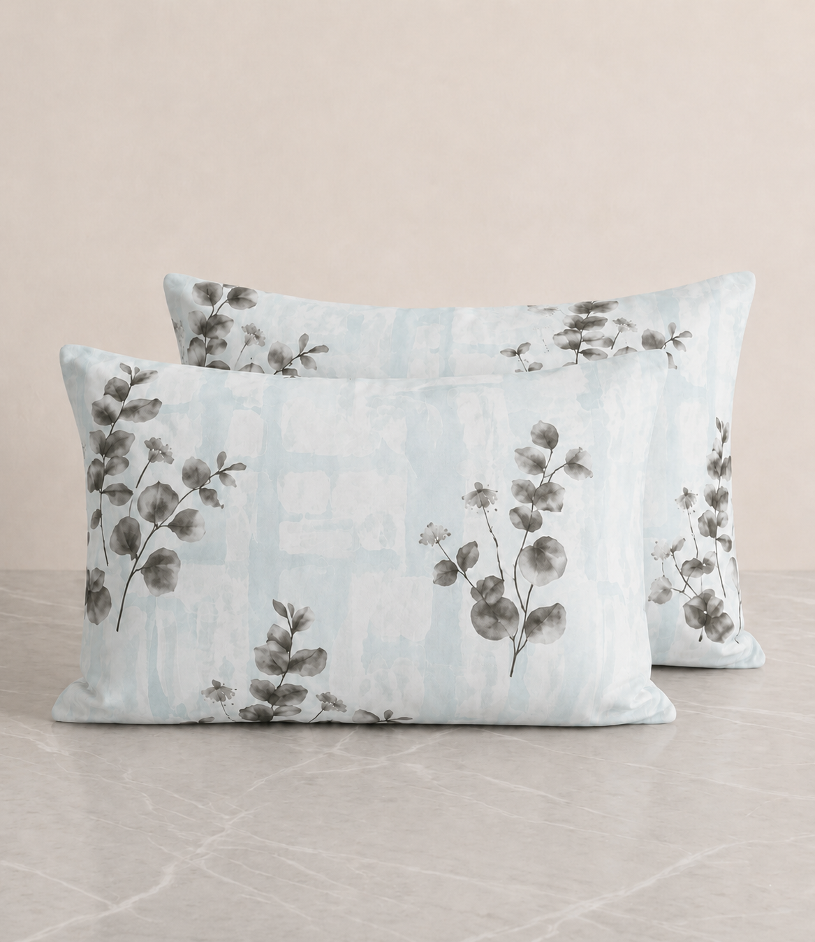 Arizona Mist Blue Eucalyptus King Size Cotton Bedsheet – Serene Botanical Comfort
