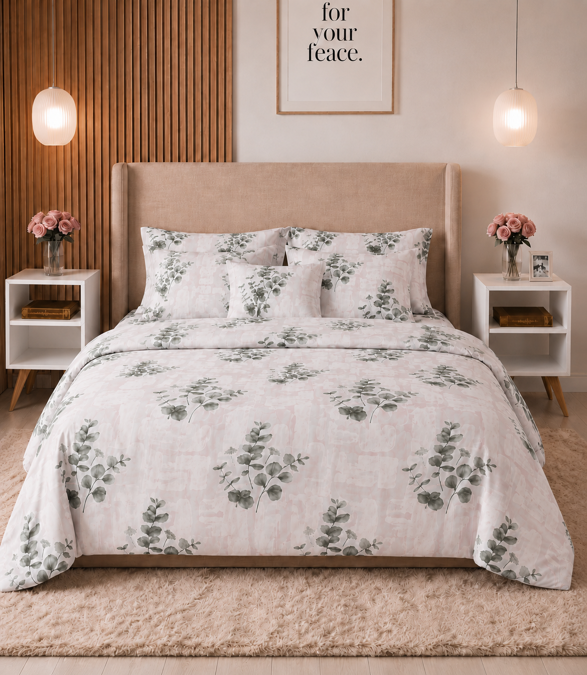 Arizona Blush Sage Eucalyptus King Size Cotton Bedsheet – Botanical Serenity