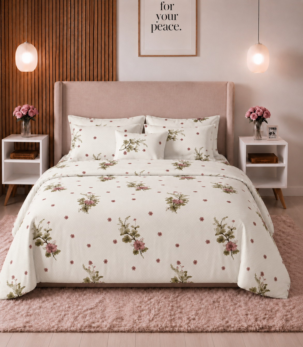 Arizona Rose Meadow King Size Cotton Bedsheet – Floral Elegance & Soft Comfort