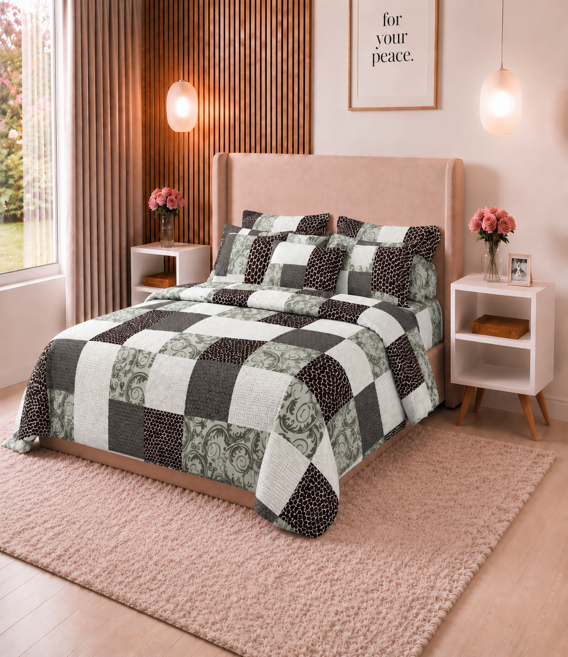 Arizona Urban Mosaic King Size Cotton Bedsheet – Contemporary Patchwork Comfort