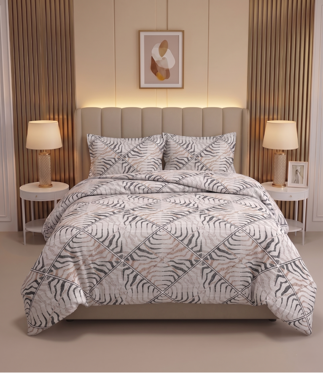 Feel Good Queen Pure Cotton Bedsheet - Sunshine Stripes Pattern | Cheerful Cotton Bedding