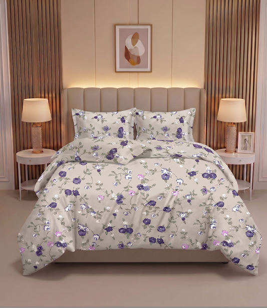 Feel Good Queen Pure Cotton Bedsheet - Serenity Leaves Pattern | Nature-Inspired Cotton