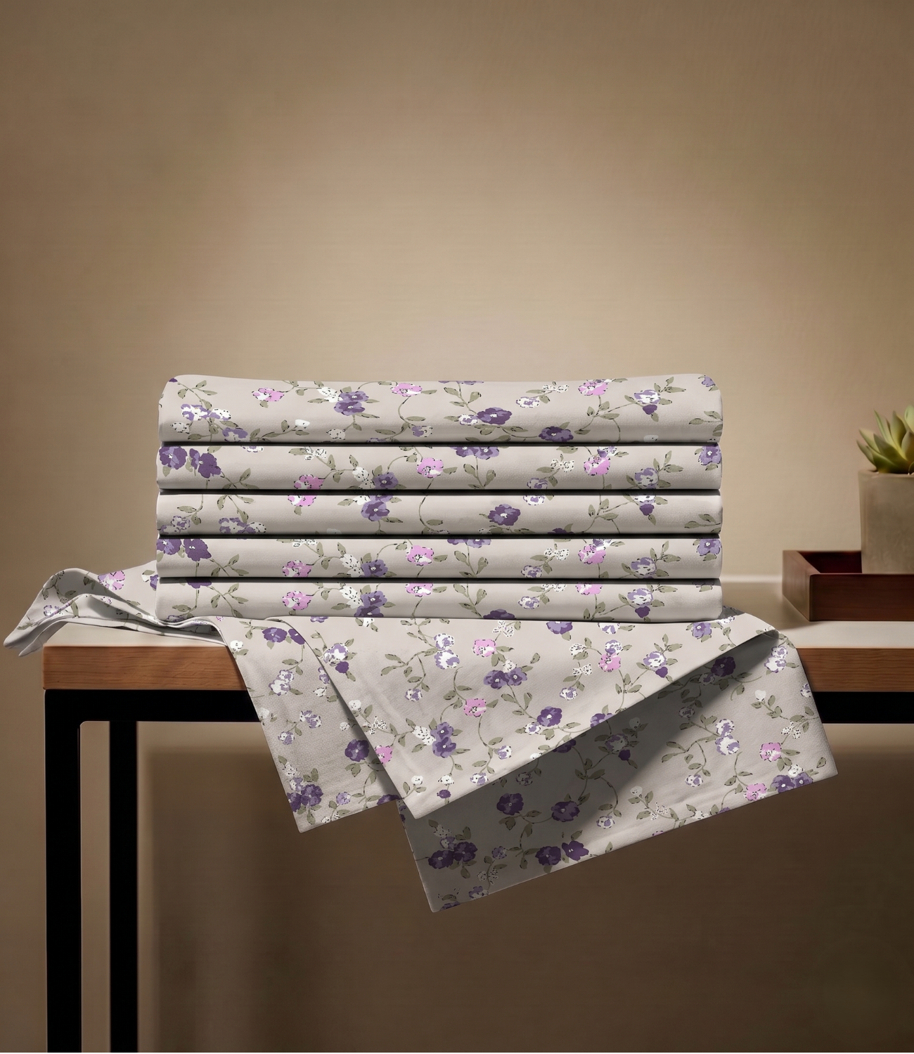 Feel Good Queen Pure Cotton Bedsheet - Serenity Leaves Pattern | Nature-Inspired Cotton