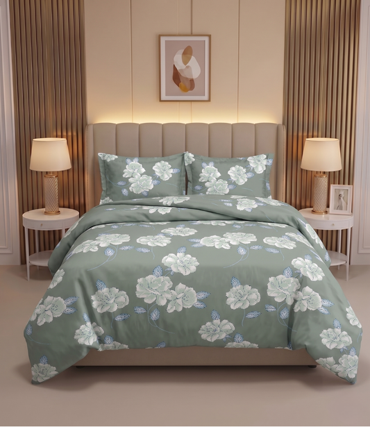 Feel Good Queen Size Pure Cotton Bedsheet - Wellness Waves Design | Healing Cotton Bedding
