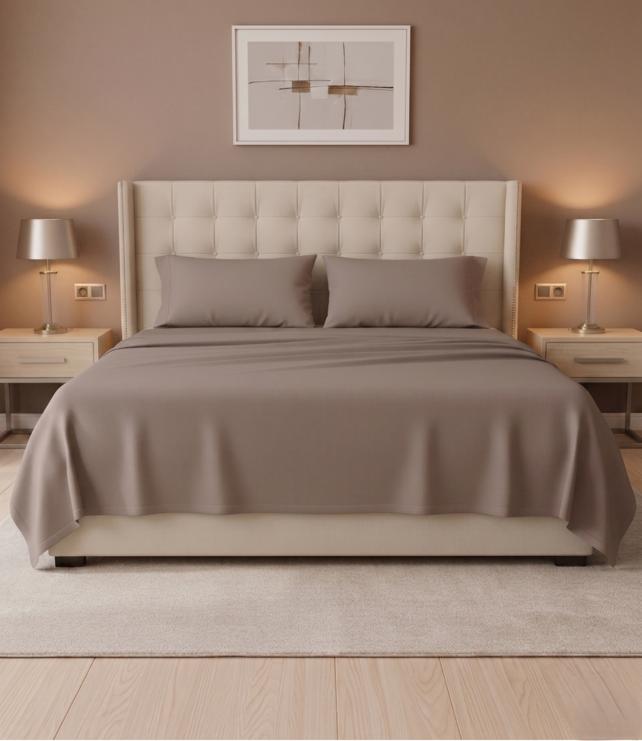 Soft Heaven Khakhi King Size Cotton Bedsheet – Earthy Neutral Bedding