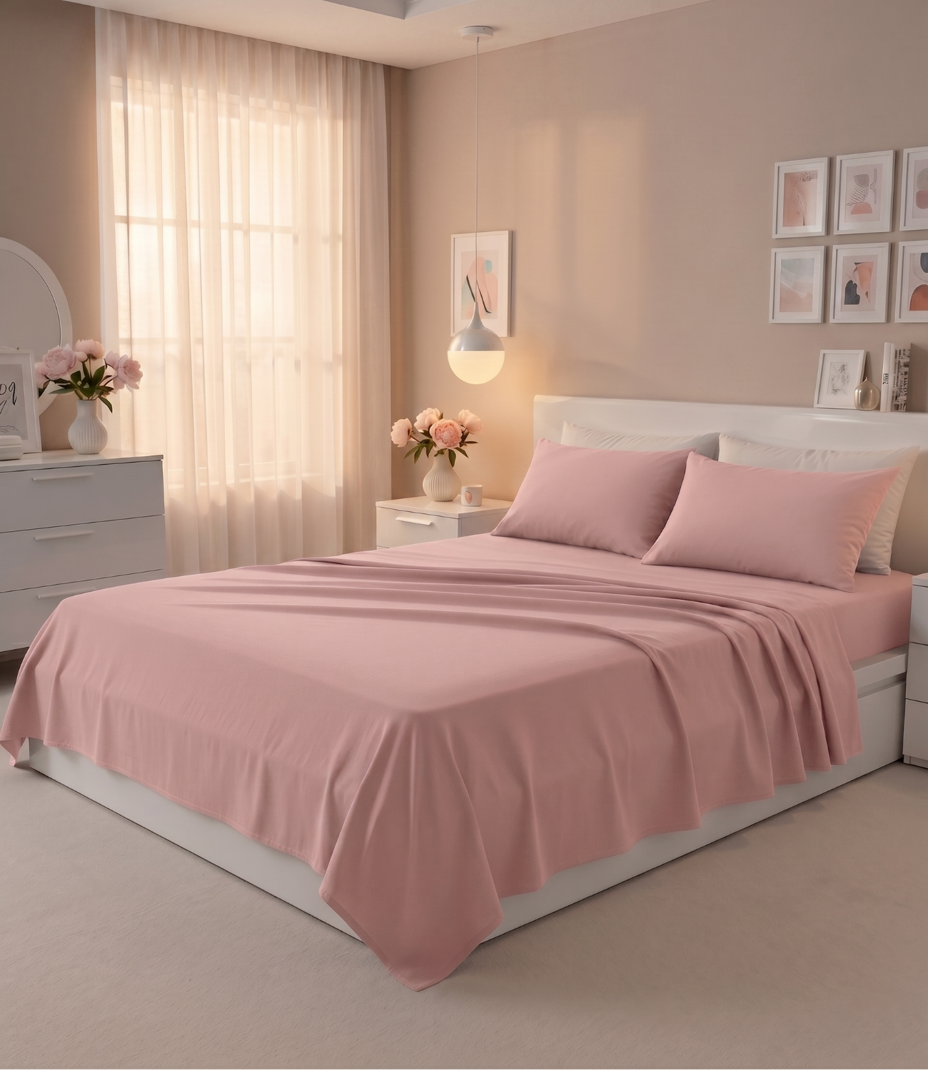Soft Heaven Dusty Rose King Size Cotton Bedsheet – Soft Elegant Bedding