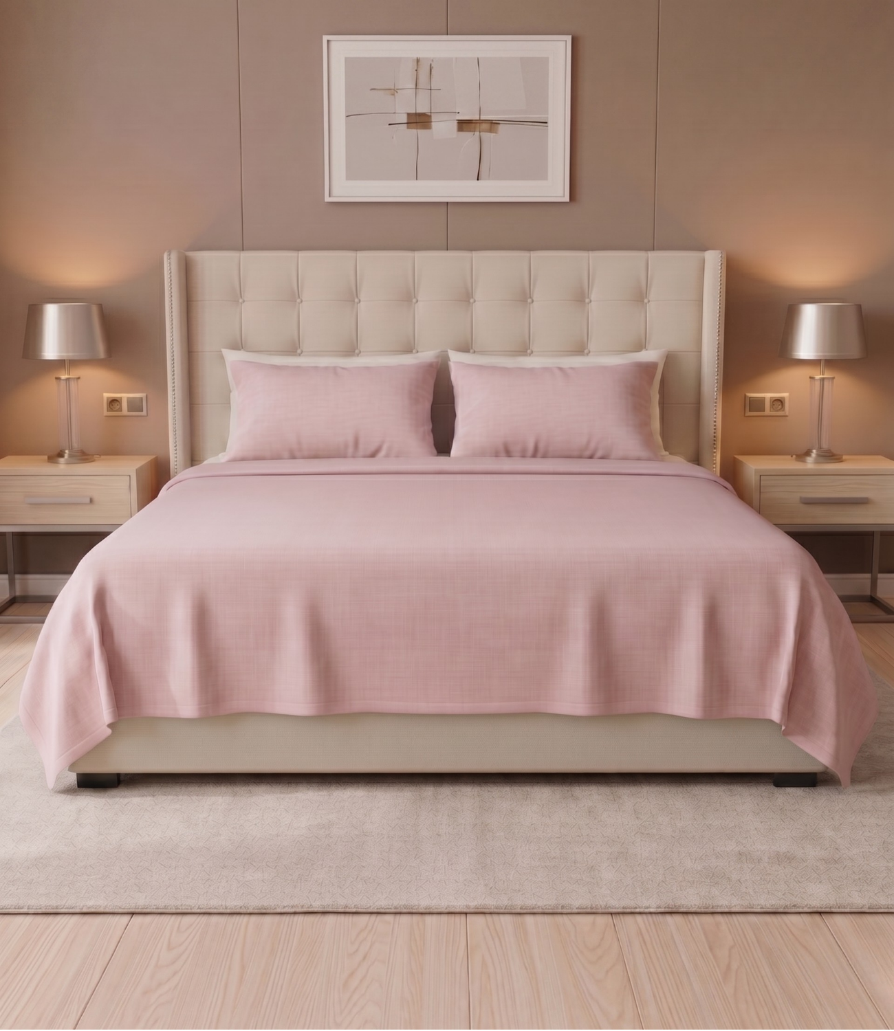 Soft Heaven Cameo Rose King Size Cotton Bedsheet – Elegant Solid Premium Bedding