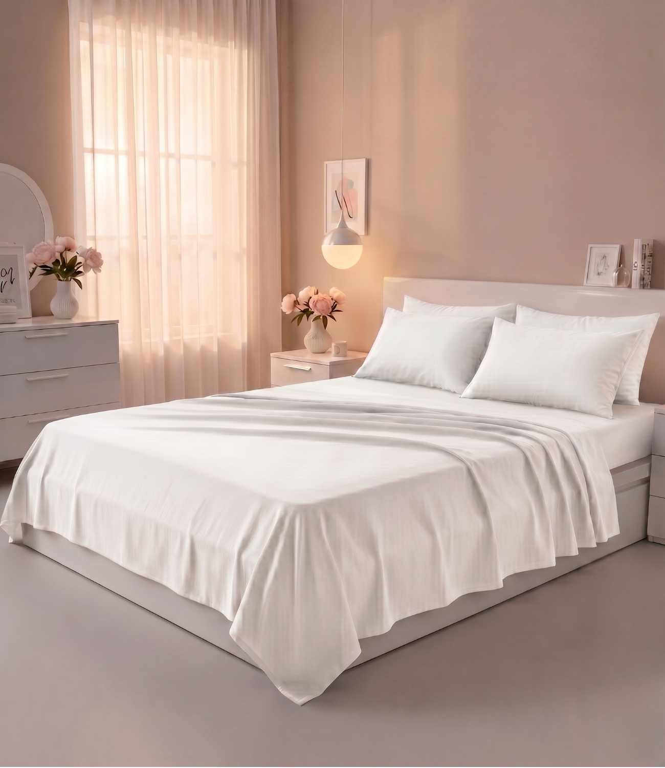Soft Heaven Olive King Size Cotton Bedsheet – Nature-Inspired Solid Premium Bedding