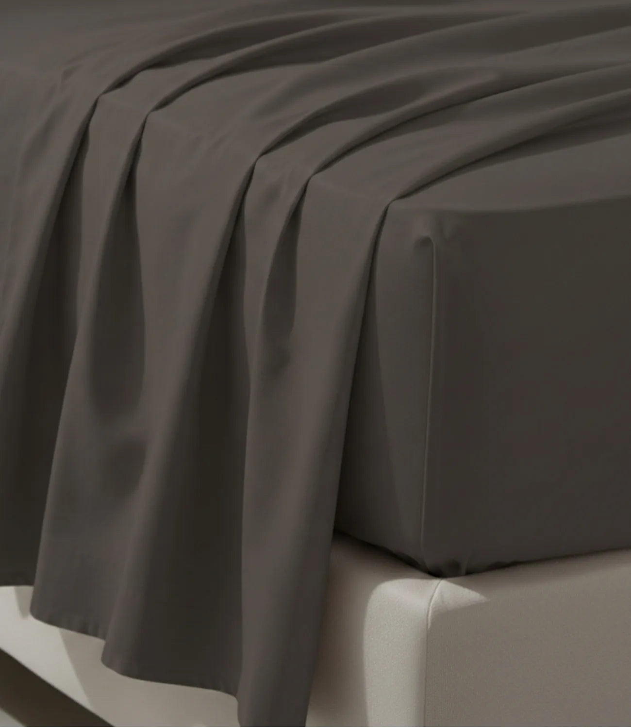 Close-Up of Soft Heaven Charcoal Grey King Size Cotton Bedsheet Showing Soft Wrinkle-Resistant Fabric Texture