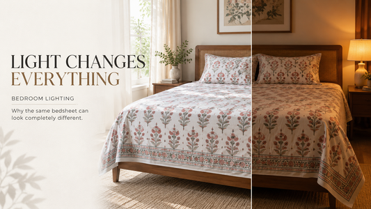 Why Bedsheet Prints Look Different Under Different Bedroom Lighting