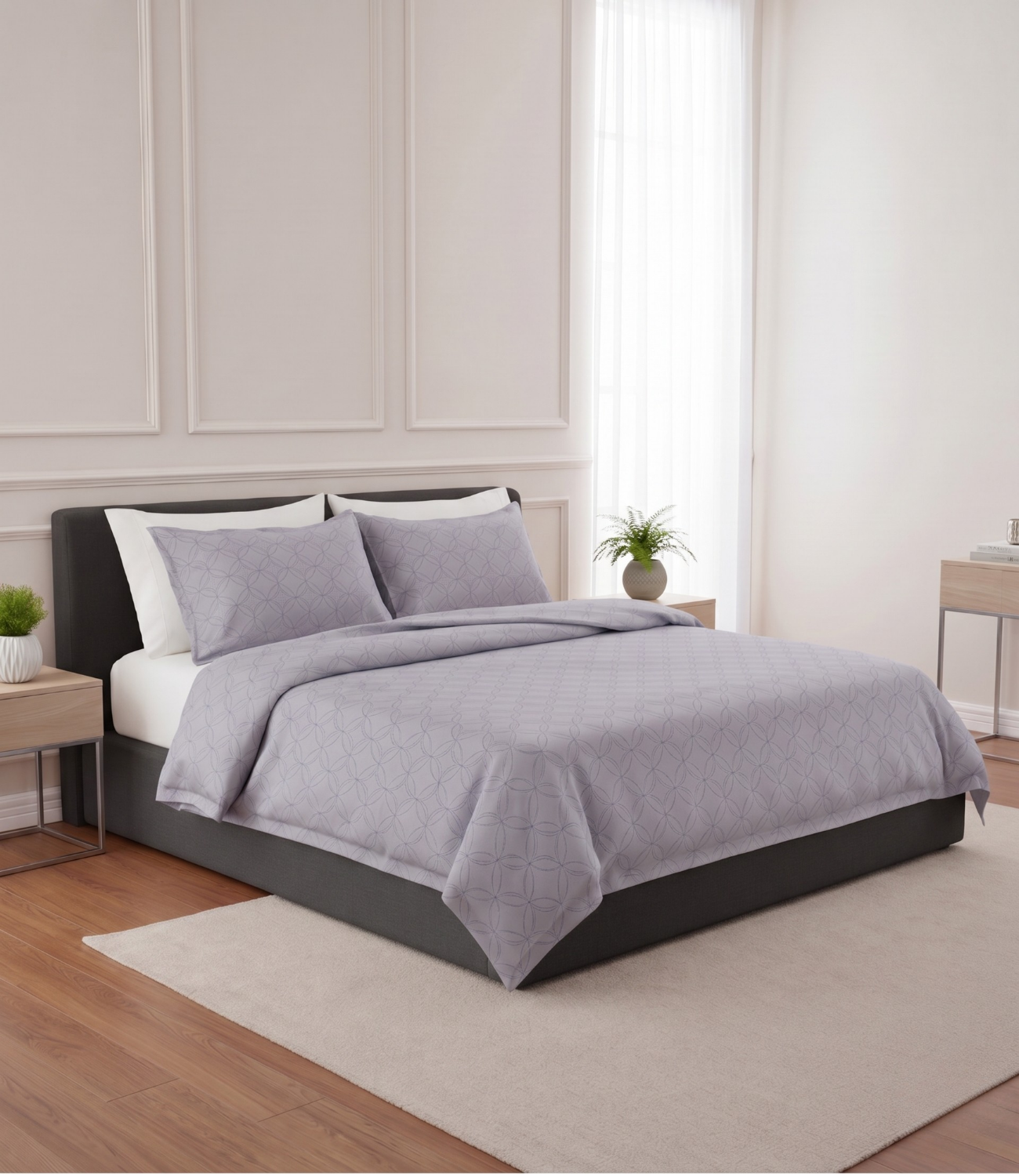 Mayra Silver Grey King Size Cotton Bedsheet – Premium Neutral Bedding