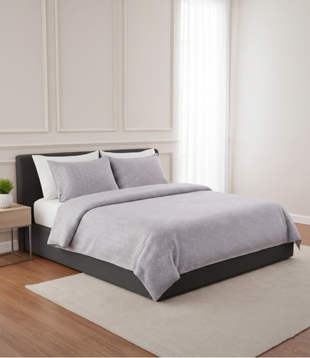 Mayra Silver Grey King Size Cotton Bedsheet – Modern Neutral Bedding
