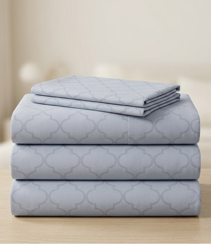 Mayra Slate Blue King Size Cotton Bedsheet – Elegant Cool Tone Bedding