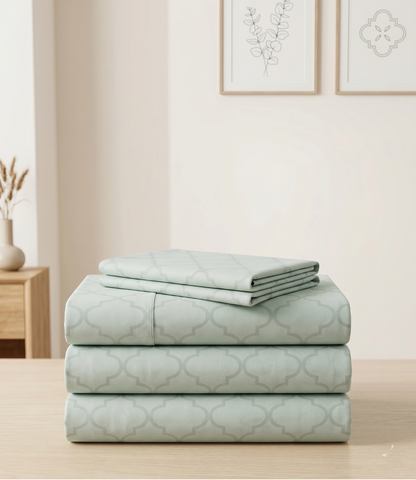 Mayra Tea Green King Size Cotton Bedsheet – Natural Fresh Bedding
