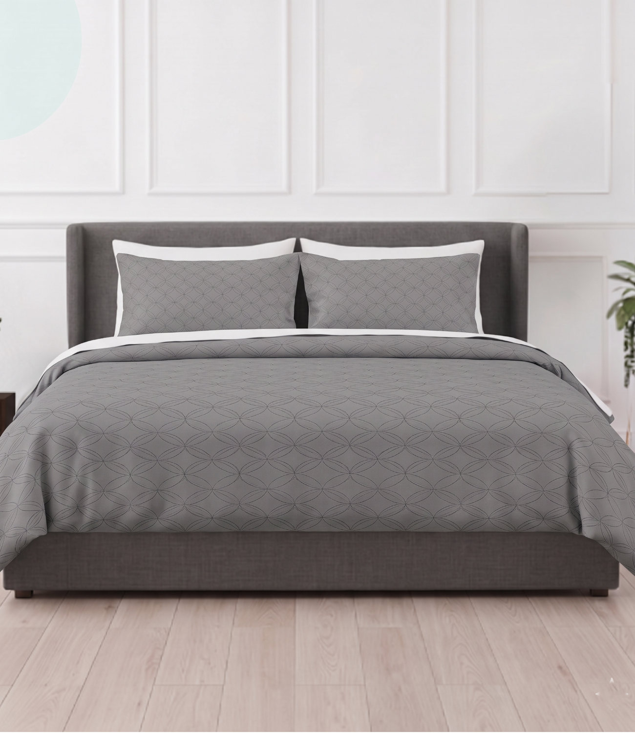 Mayra Dark Grey King Size Cotton Bedsheet – Modern Solid Bedding