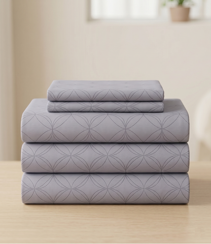 Mayra Silver Grey King Size Cotton Bedsheet – Premium Neutral Bedding