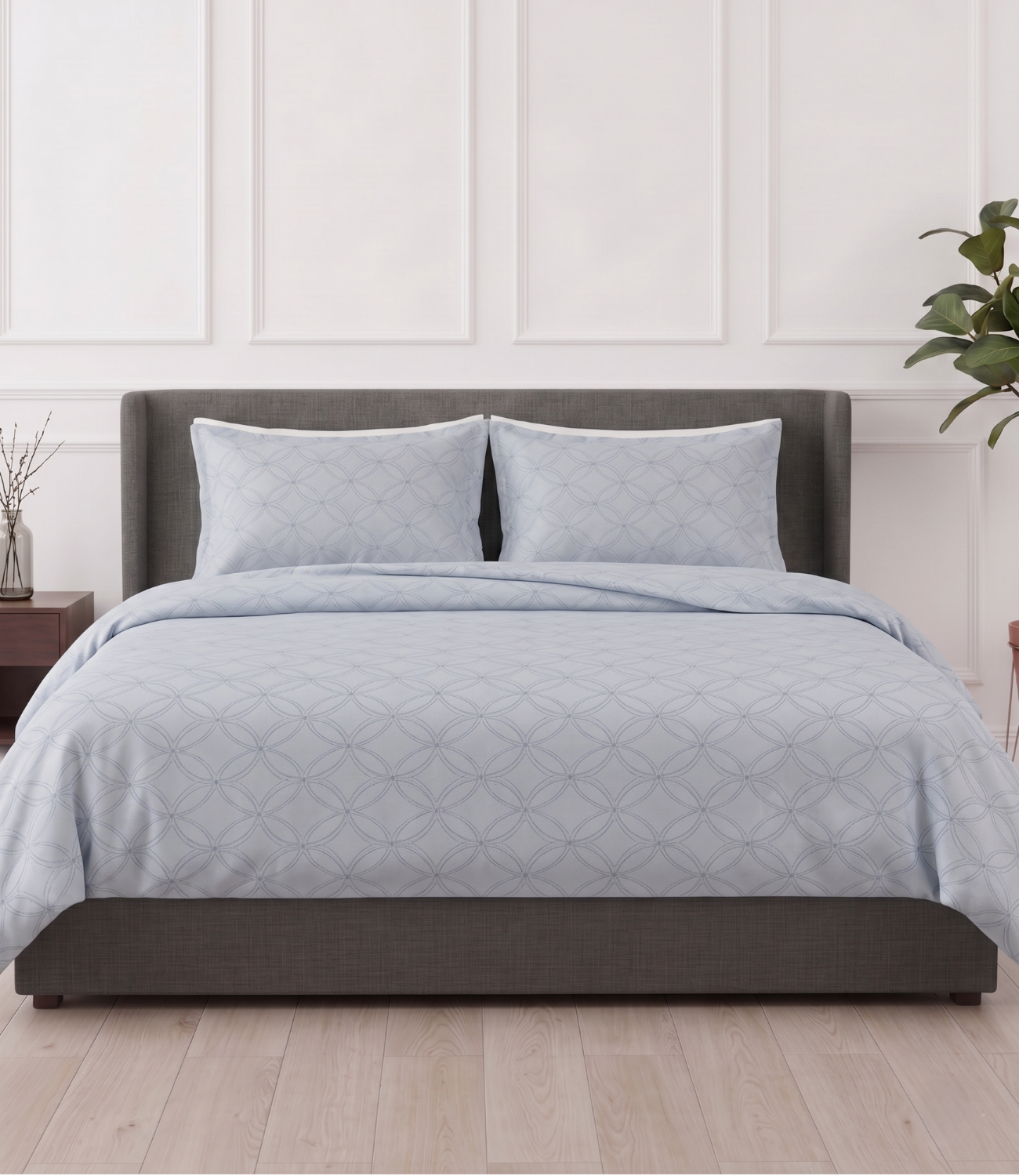 Mayra Slate Blue King Size Cotton Bedsheet – Modern Elegant Bedding