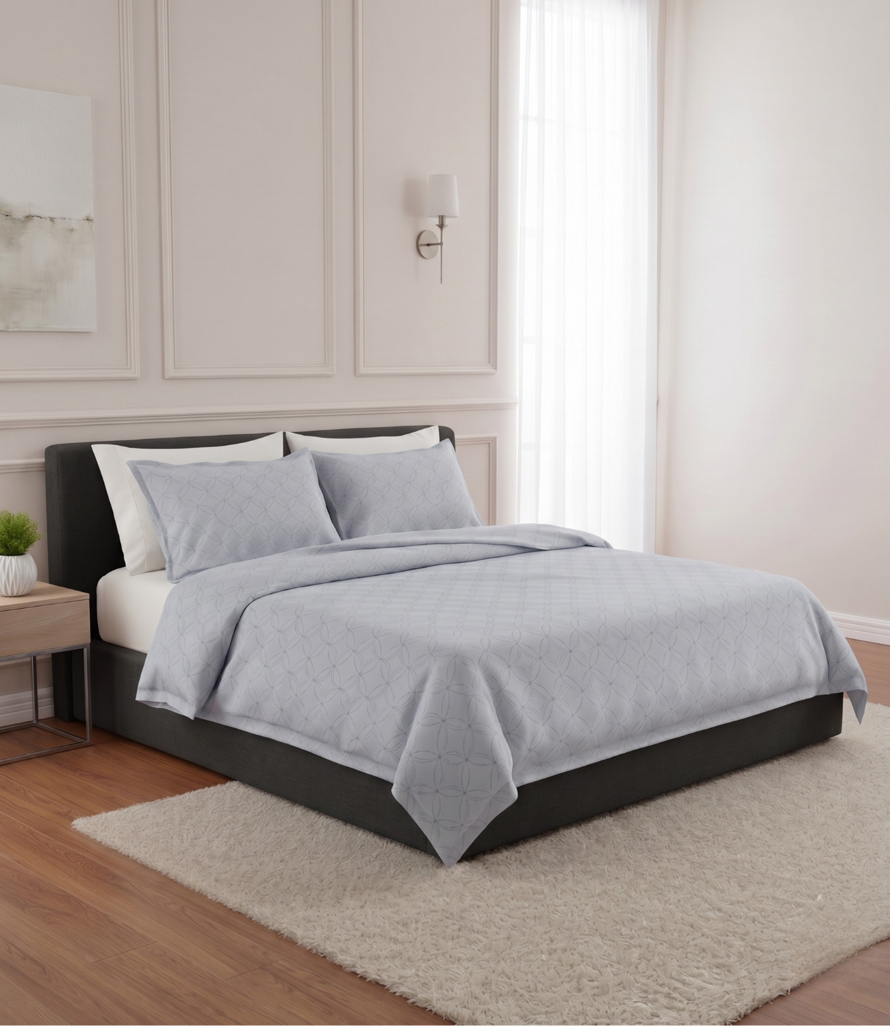 Mayra Slate Blue King Size Cotton Bedsheet – Modern Elegant Bedding