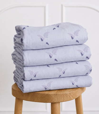Elite Weave Lavender Fern King Size Cotton Bedsheet – Serene Botanical Elegance