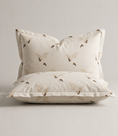 Elite Weave Ivory Fern King Size Cotton Bedsheet – Timeless Natural Elegance