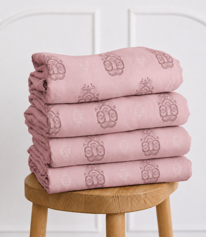 Elite Weave Blush Pink Medallion King Size Cotton Bedsheet – Soft Elegance & Everyday Comfort