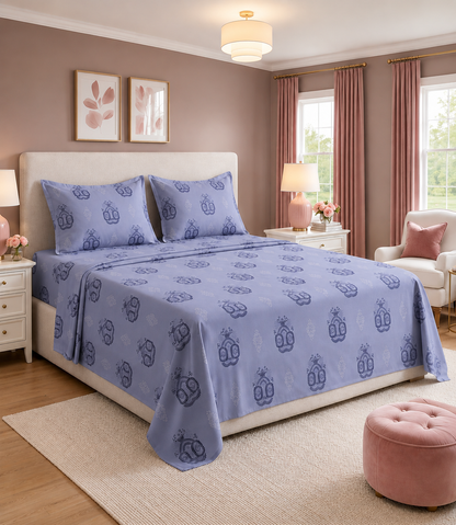 Elite Weave Blush Pink Medallion King Size Cotton Bedsheet – Soft Elegance & Everyday Comfort