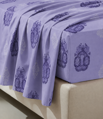 Elite Weave Lavender Medallion King Size Cotton Bedsheet – Elegant Charm & Everyday Comfort