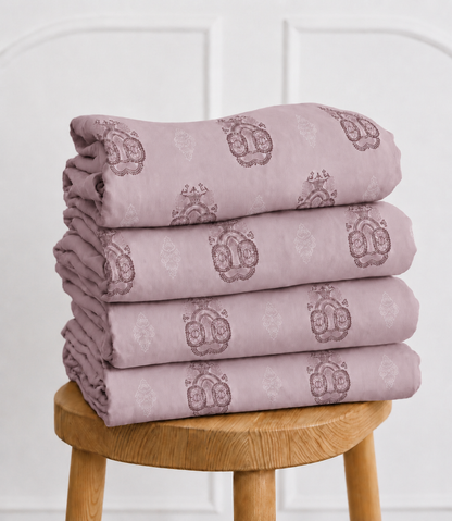 Elite Weave Dusty Rose Medallion King Size Cotton Bedsheet – Elegant Comfort & Timeless Style