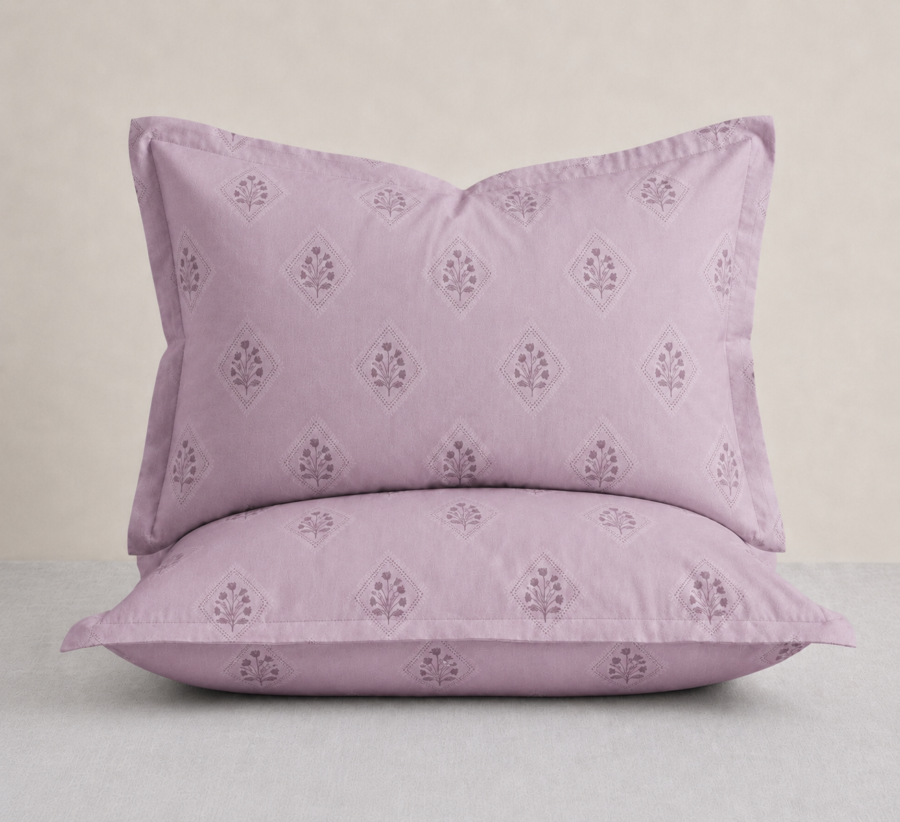 Elite Weave Lavender Floral Diamond King Size Cotton Bedsheet – Subtle Elegance & Everyday Comfort