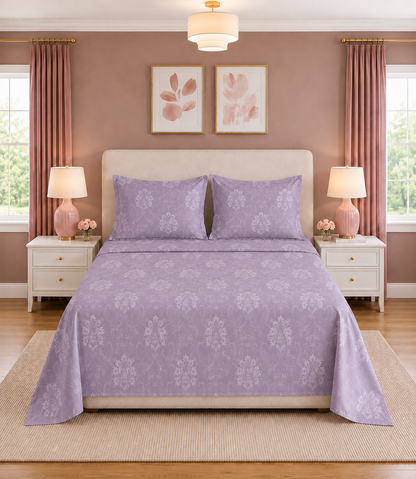 Elite Weave Lavender Floral Vine King Size Cotton Bedsheet – Serene Elegance & Everyday Comfort