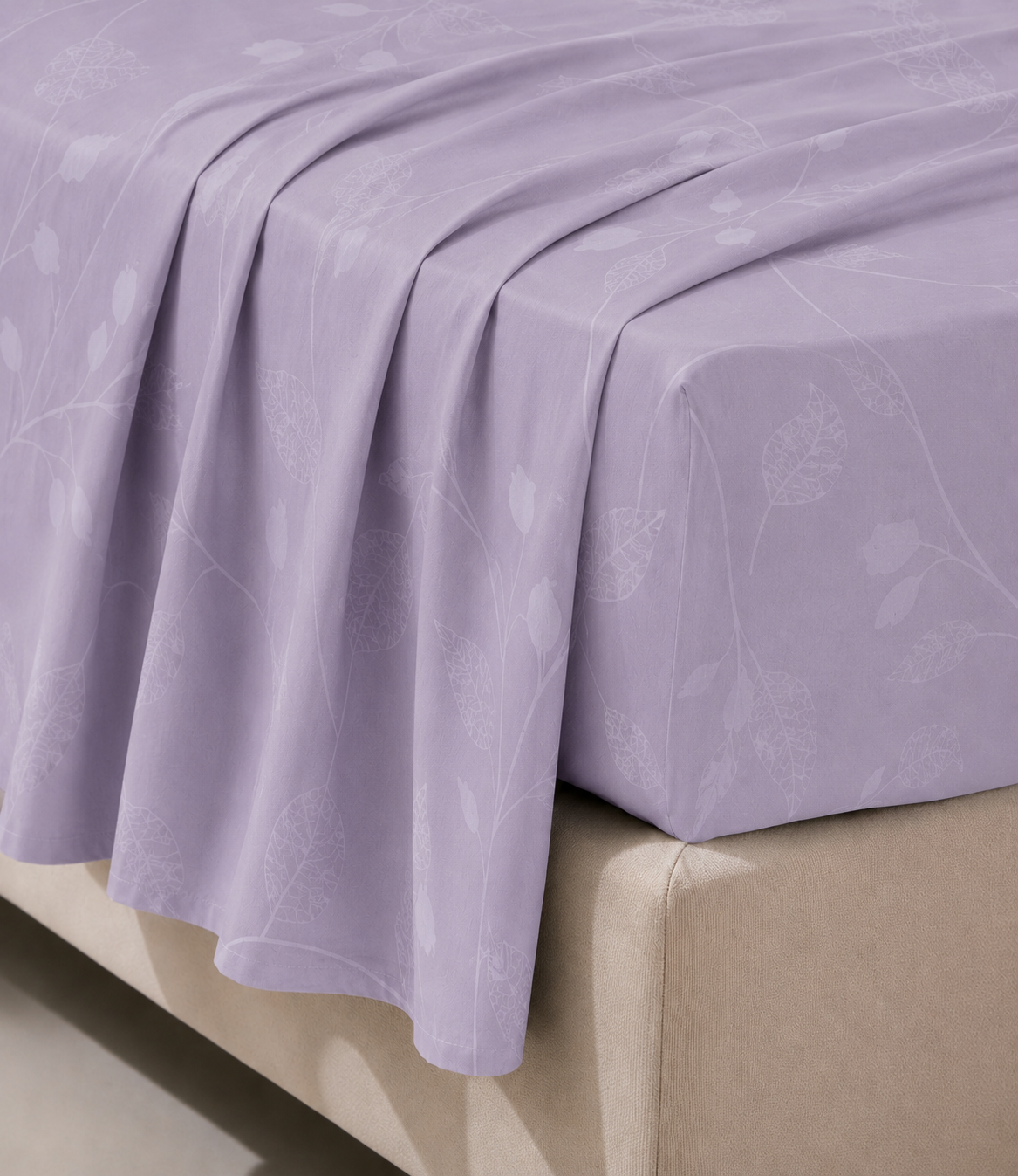 Elite Weave Lavender Botanical Vine King Size Cotton Bedsheet – Serene Elegance & Everyday Comfort