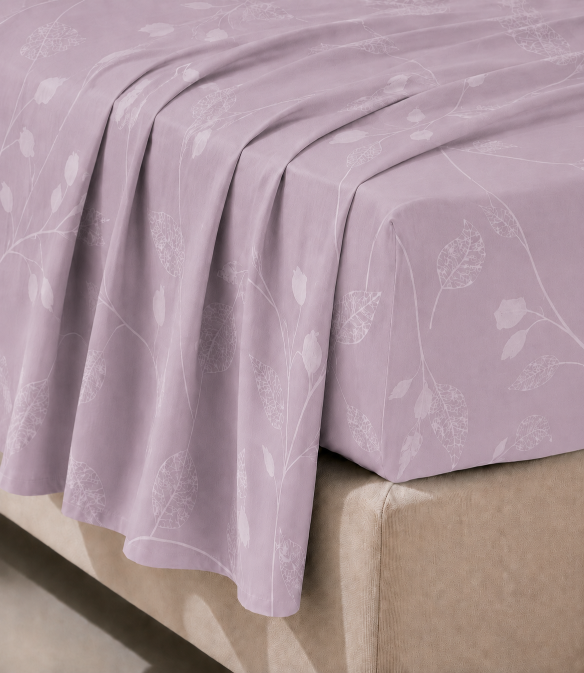 Elite Weave Blush Lavender Botanical Vine King Size Cotton Bedsheet – Delicate Elegance & Everyday Comfort