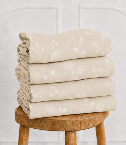 Elite Weave Ivory Botanical Vine King Size Cotton Bedsheet – Soft Elegance & Timeless Comfort