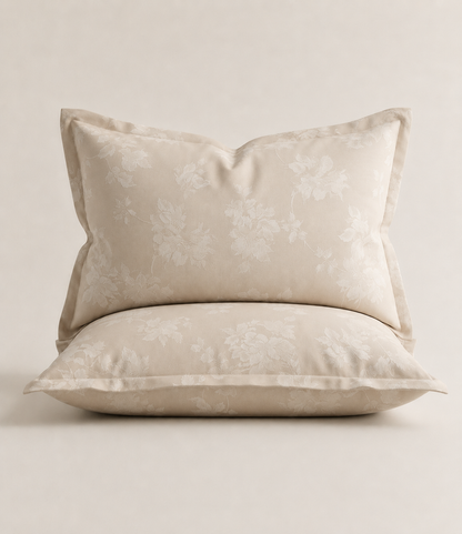 Elite Weave Beige Floral Blossom King Size Cotton Bedsheet – Elegant Charm & Everyday Comfort