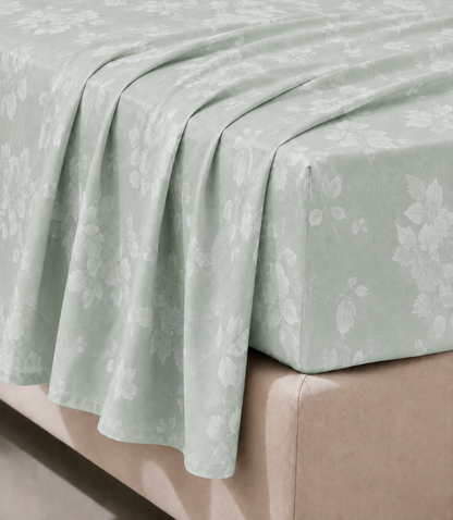 Elite Weave Sage Mint Floral Blossom King Size Cotton Bedsheet – Refreshing Elegance & Everyday Comfort