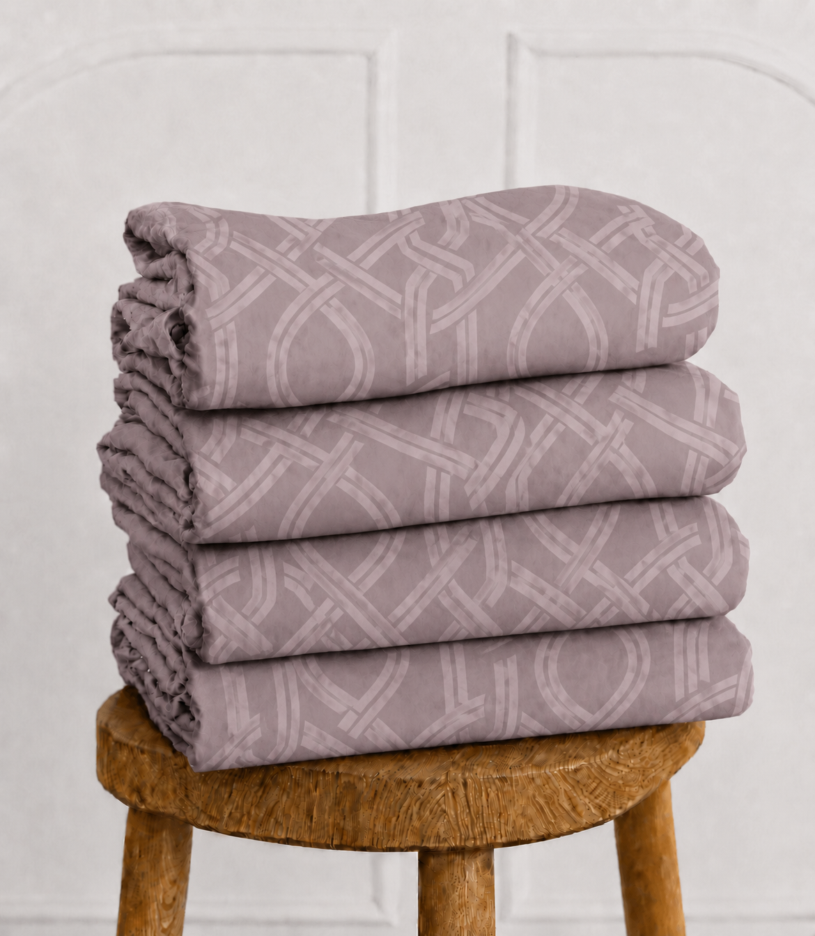 Elite Weave Taupe Interwoven Geometric King Size Cotton Bedsheet – Modern Elegance & Everyday Comfort
